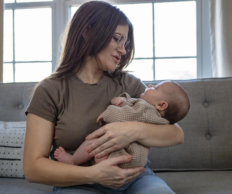 Mom comforting her fussy baby