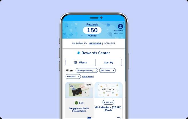 Enfamil Mobile App rewards dashboard